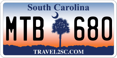 SC license plate MTB680