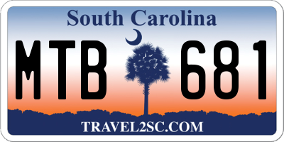 SC license plate MTB681