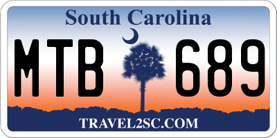 SC license plate MTB689