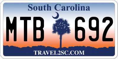 SC license plate MTB692