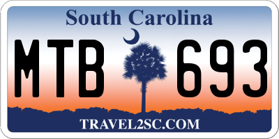 SC license plate MTB693