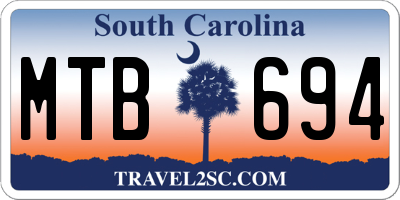 SC license plate MTB694