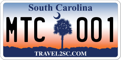 SC license plate MTC001
