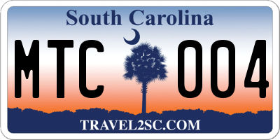 SC license plate MTC004