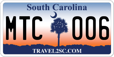 SC license plate MTC006
