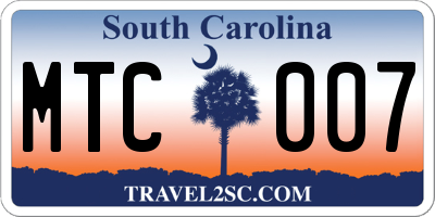 SC license plate MTC007
