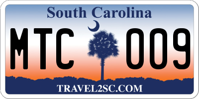 SC license plate MTC009
