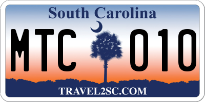 SC license plate MTC010