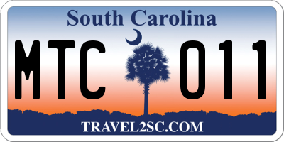 SC license plate MTC011