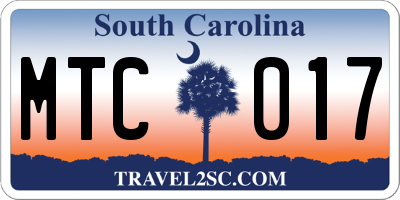 SC license plate MTC017