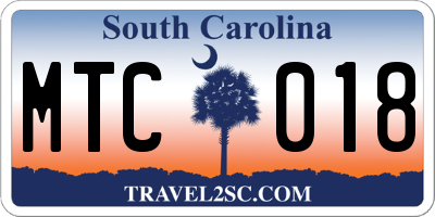 SC license plate MTC018