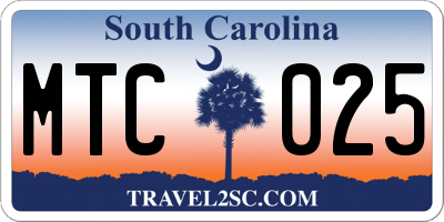 SC license plate MTC025