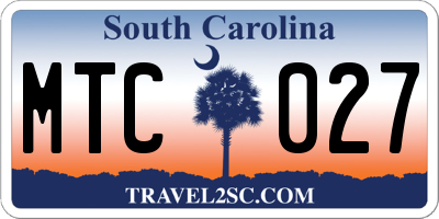 SC license plate MTC027