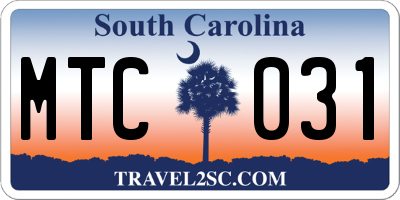 SC license plate MTC031