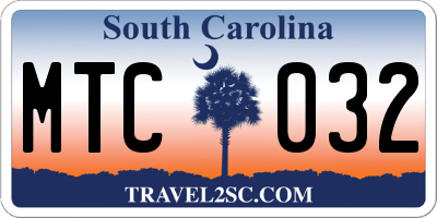 SC license plate MTC032