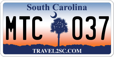 SC license plate MTC037