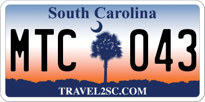 SC license plate MTC043