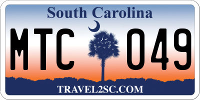 SC license plate MTC049