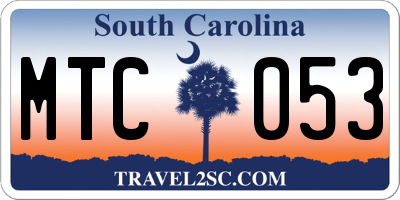 SC license plate MTC053