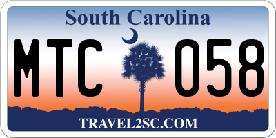SC license plate MTC058