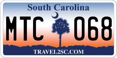 SC license plate MTC068