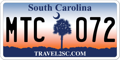 SC license plate MTC072