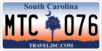 SC license plate MTC076