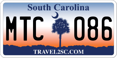 SC license plate MTC086