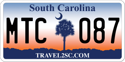 SC license plate MTC087