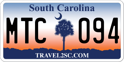 SC license plate MTC094