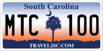 SC license plate MTC100