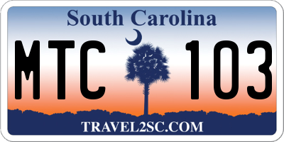 SC license plate MTC103