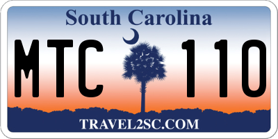 SC license plate MTC110