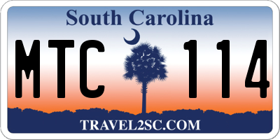 SC license plate MTC114