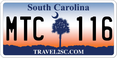 SC license plate MTC116