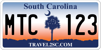 SC license plate MTC123