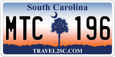 SC license plate MTC196