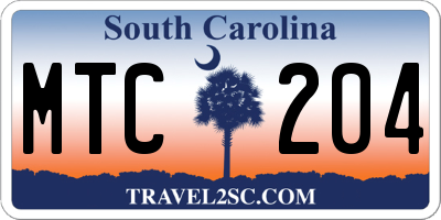 SC license plate MTC204