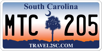 SC license plate MTC205