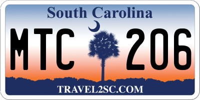 SC license plate MTC206