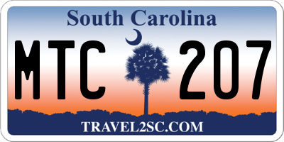 SC license plate MTC207