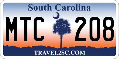 SC license plate MTC208