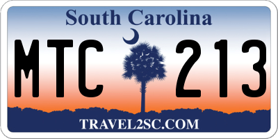 SC license plate MTC213