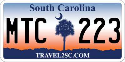 SC license plate MTC223
