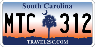 SC license plate MTC312