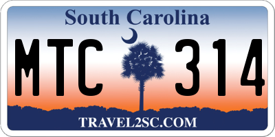SC license plate MTC314