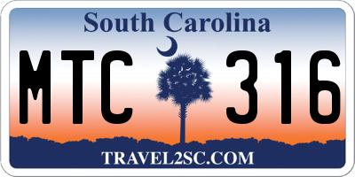 SC license plate MTC316