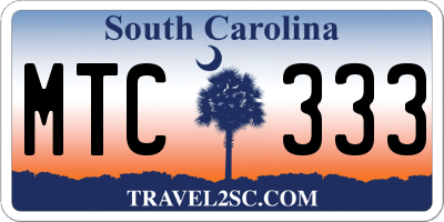 SC license plate MTC333