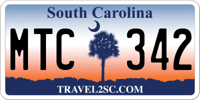 SC license plate MTC342