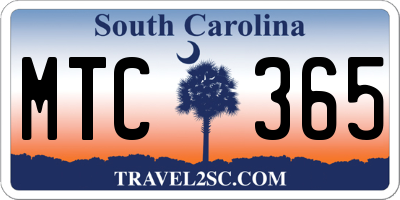 SC license plate MTC365